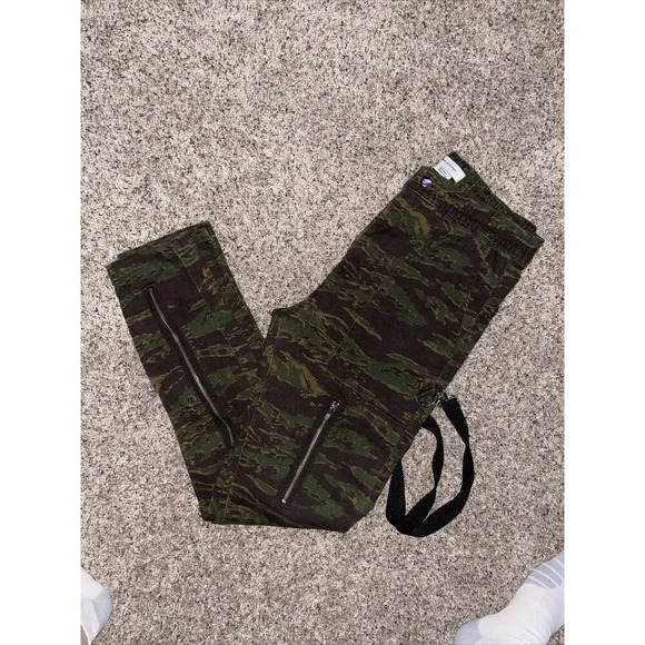 Urban Outfitters Skinny Cargo‎ Utility Pants Mens L Joggers with Straps Camo Y2K - Picture 1 of 5